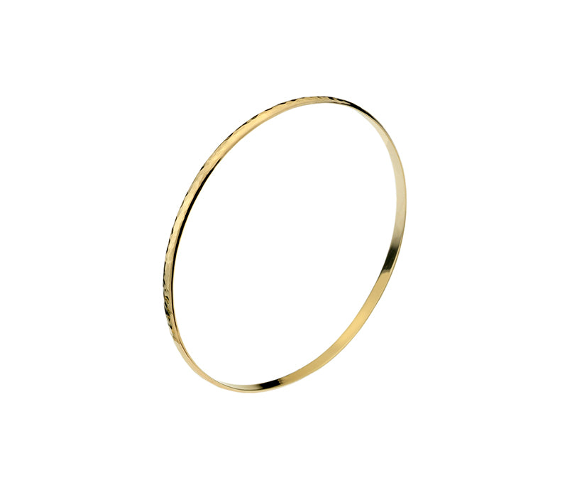 Joli Beau Solid 9ct Yellow Gold Hammered 3.4mm Bangle 🇬🇧