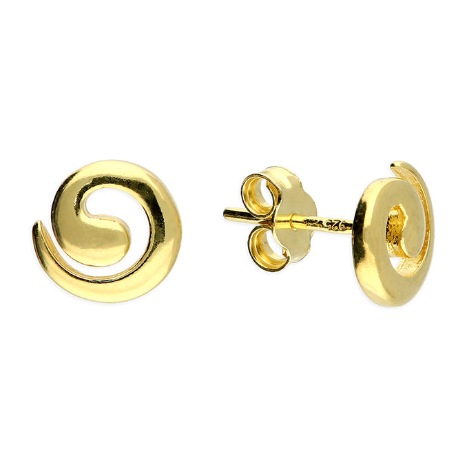 Joli Beau Sterling Silver 18ct Gold Vermeil Small Spiral Studs