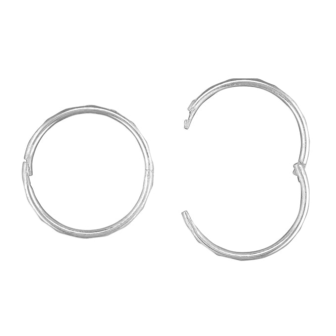 Sterling Silver Classic 16mm Hinged Sleeper Hoop Earrings With Cut Detail