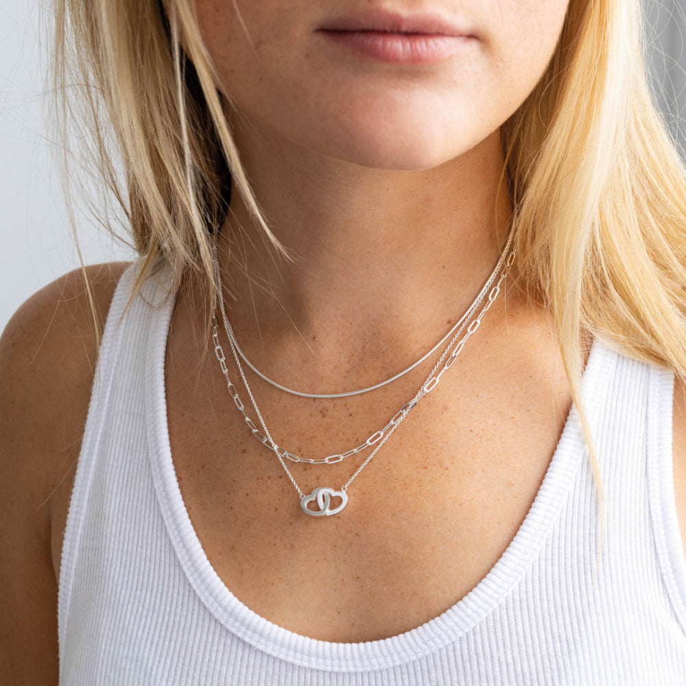 Joli Beau Sterling Silver Double Heart Necklace