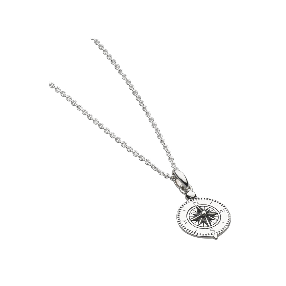 Joli Beau Sterling Silver 3D Explorer Compass Necklace