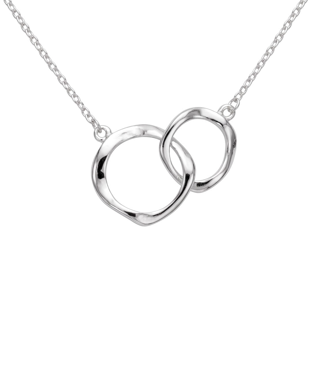 Joli Beau Sterling Silver Double Organic Open Cut Circular In Line Necklace