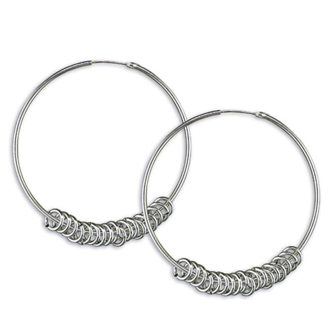Joli Beau Sterling Silver 30mm Hoops With Silver Loose Rings