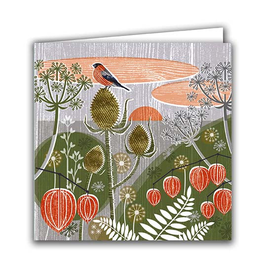Joli Beau 'Seedhead & Bullfinch' Designed In The UK Blank Printed Greeting Card 🇬🇧