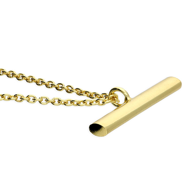 Joli Beau Plain Sterling Silver 18ct Gold Vermeil T Bar Necklace