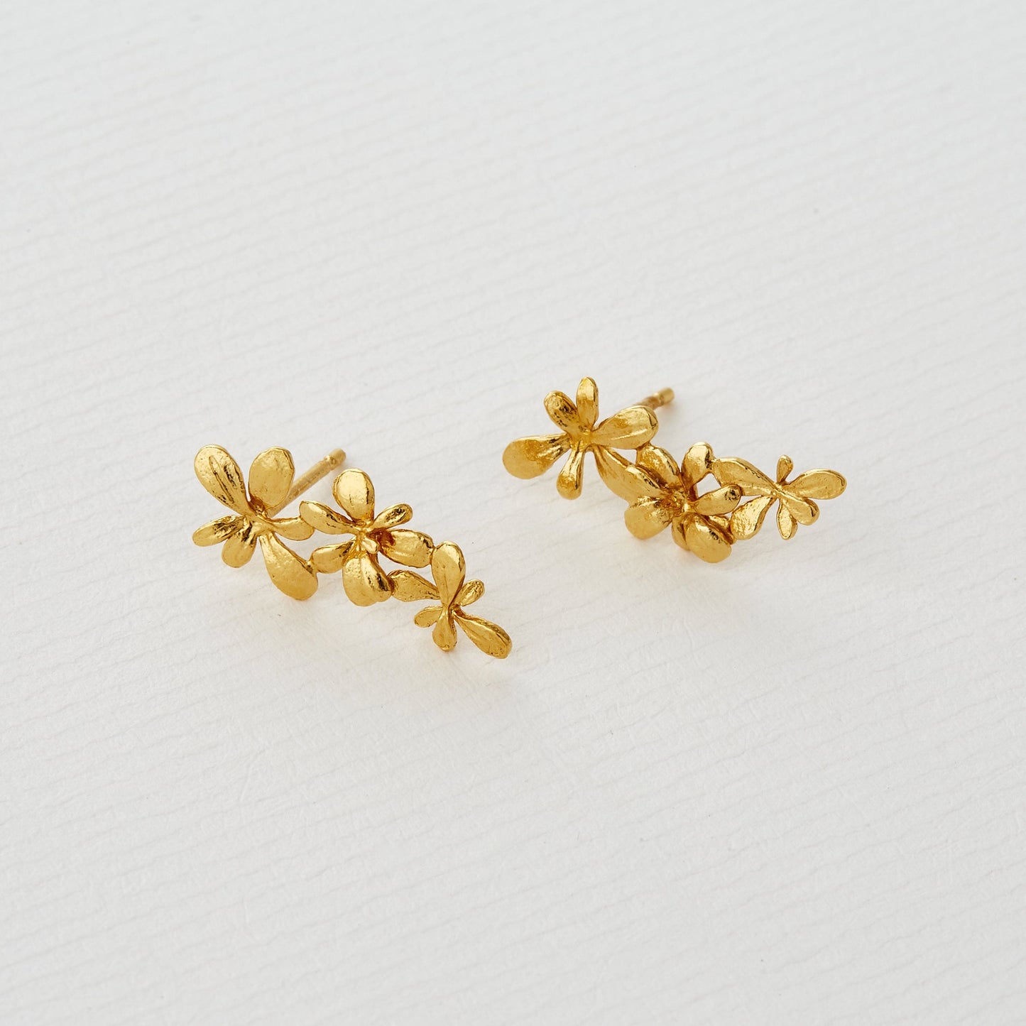 22 carat Yellow Gold Vermeil Sprouting Rosette Stud Drop Earrings