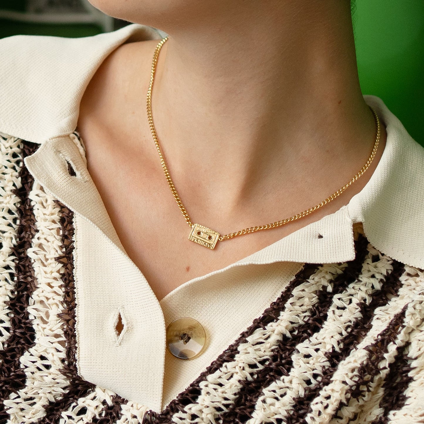 Alex Monroe Sterling Silver In-Line Mixtape Curb Chain Necklace 🇬🇧