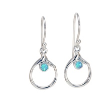 Joli Beau Silver Circles with Blue Opalite Earrings