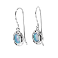 Joli Beau Silver Oval Opalite Hook Earrings