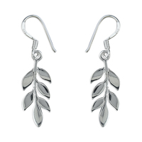 Joli Beau Silver Leaf Drop Hook Earrings