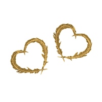 Alex Monroe Gold Delicate Feather Heart Stud Earrings