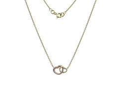Love Lock Mini 9ct Double Mixed Yellow & Rose Gold Open Heart Necklace