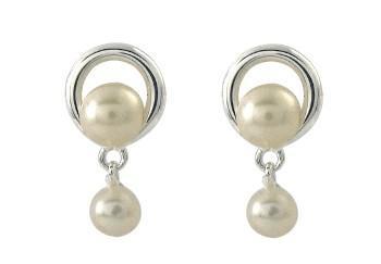 Joli Beau Open Circle Fresh Water Pink & White Pearl Drop Post earrings