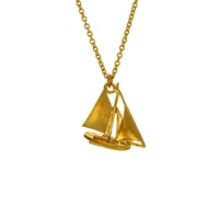 Alex Monroe 22carat Gold Silver Sailing Boat Necklace