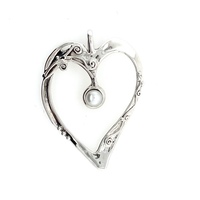 Joli Beau Large Silver Statement Open Heart & White Pearl Pendant On a Belcher Chain