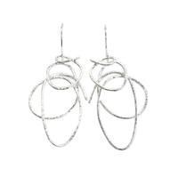 Joli Beau Statement Silver Swirly Round Open Cut Design Drop Earrings