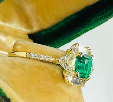 SOLD Love Lock Hand Made Bespoke 18ct Emerald & Diamond Engagement Ring Taking Orders