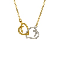 Alex Monroe Silver & 22ct Gold Mix Sweet Cicely Entwined Hearts Necklace