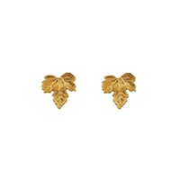 Alex Monroe Silver & 22ct Gold Plate Vine Leaf Stud Earrings