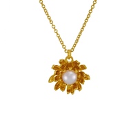 Alex Monroe Gold Chrysanthemum Flower Pearl Necklace