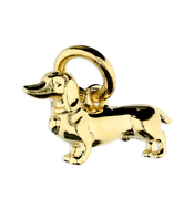 Joli Beau Tiny Silver Gold-Plated Shiny Dachshund Dog