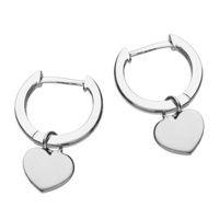 Joli Beau Silver Plain Heart On Mini Hoop Earrings