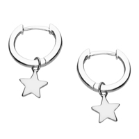 Joli Beau Silver Plain star on Mini hoop Earrings