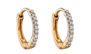 Love Lock 9carat Yellow Gold & Diamond Huggie Earrings 10ml