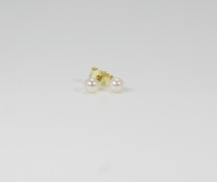 Love Lock 14ct Gold Classic Round Mini 3.5mm Akoya White Pearl Stud Earrings