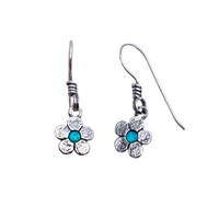 Joli Beau Silver & Opalite Daisy Flower Hook Earrings