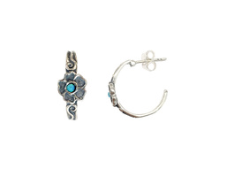 Joli Beau Silver Opalite Flower Hoop Earrings