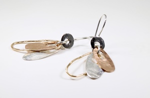 Joli Beau Mixed Silver Oval Drop Earrings