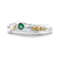 Joli Beau Silver Emerald Set Silver Ring With Gold Fill Details
