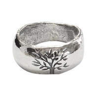 Joli Beau Silver wide Oxidised Tree Of Life Ring