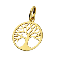 Joli Beau Silver Yellow Gold-Plated Small Tree-of-Life Circle Necklace