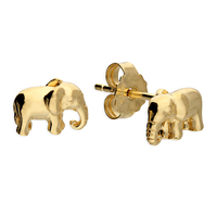 Joli Beau Tiny Silver Yellow Gold Plated Elephant Stud Earrings