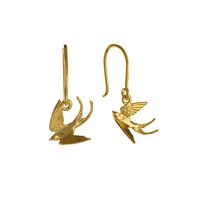 Alex Monroe Silver Gold Plated Swooping Swallow Hook Earrings