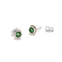 Joli Beau Silver Emerald Studs With Gold Detail