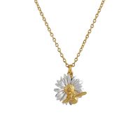 Alex Monroe Mix Silver & Gold Daisy Necklace With Teeny Weeny Bee
