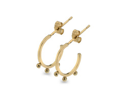 Love Lock 9ct Yellow Gold Bead Hoop Earrings