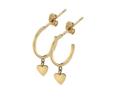 Love Lock 9carat Yellow Gold Heart Hoop Earrings