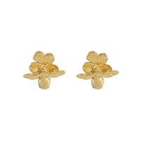 Alex Monroe Gold Tiny Forget Me Not Stud Earrings with Itsy Bitsy Bee