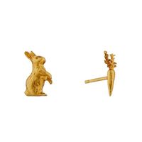 Alex Monroe Gold Rabbit & Carrot Asymmetric Earrings