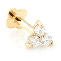Love Lock 9ct Yellow Gold Single Trinity CZ Labret Earring