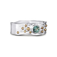 Joli Beau Silver Blue Topaz Ring Detailed With Ball & Bobbles