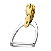 Joli Beau Silver Stirrup & Yellow Gold-Plated Buckle Strap Necklace