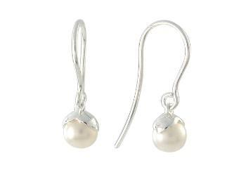 Joli Beau Silver Round Pearl Drop Earrings