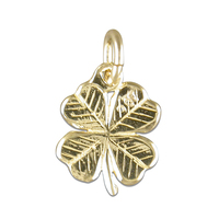 Love Lock 9ct Yellow Gold Lucky  Four Leaf Clover Pendant/Charm
