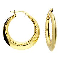 Joli Beau Yellow Large Gold-Plated 30mm Inner Beading Creole Hinged Hoop Earrings