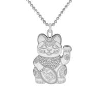 CarterGore Small Silver 'Lucky Cat' Necklace